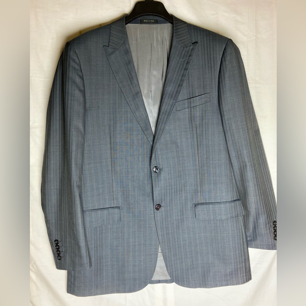 Tiglio luxe silk and wool Charcoal Pinstripe Blazer